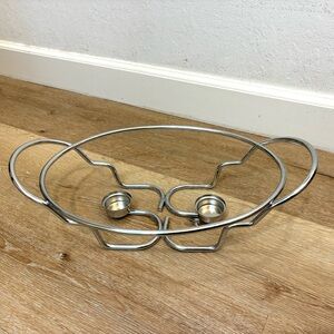Chrome Buffet Warming Stand Trivet w/ 2 Tealight Holders New
